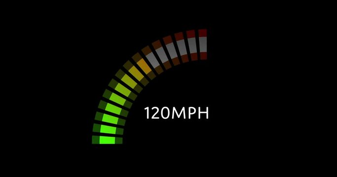Animation of car speedometer on black background