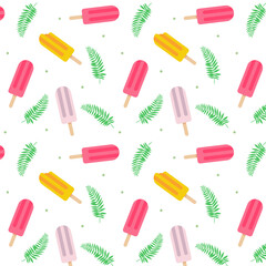 seamless pattern with colorful ice cream. Vector pastel popsicle seamless pattern. Summer background great for wrapping paper, scrapbooking and wallpaper. Perfect for wrapping paper, banners, fabric 