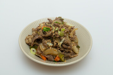 Delicious looking bulgogi dish served in a bowl
