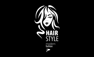Vector illustration of a womans hairstyle on a black background