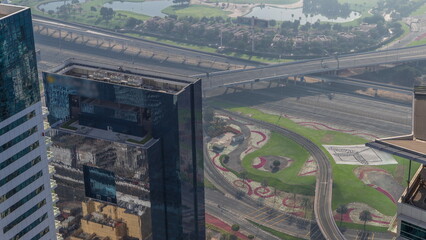 Big crossroad junction between JLT district and Dubai Marina intersected by Sheikh Zayed Road...