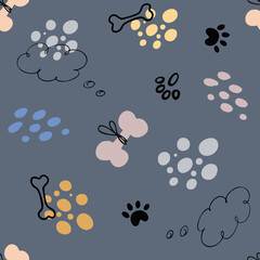 Baby, Kids, Children seamless pattern with handmade dogs. Fashionable scandalous vector background. Ideal for children's clothing, fabrics, textiles, baby decorations, wrapping paper