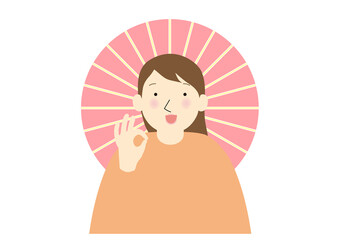 サインを出す女性