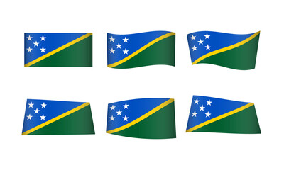 Solomon Islands Flag Waving Flags Vector Icons Set Wave Wavy Wind Oceania Oceanian Melanesia Republic Nation National State Symbol Banner Buttons All Every Country World Design Graphic Emblem Honiara
