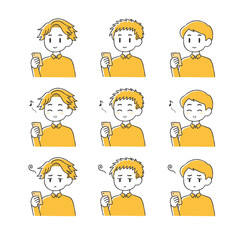 スマートフォンを操作する男性のイラスト