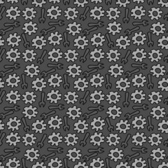 seamless pattern with gear and key. vector illustration with mechanism and engine symbol