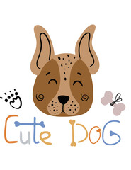 A set of vector cute dog drawings. A collection of cartoon puppy characters design with flat color. A set of funny pets isolated on a white background. Baby dog characters 