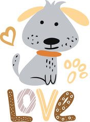 A set of vector cute dog drawings. A collection of cartoon puppy characters design with flat color. A set of funny pets isolated on a white background. Baby dog characters 
