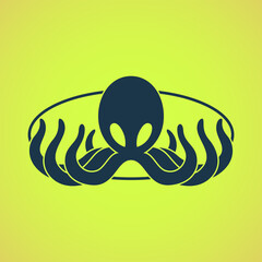 Silhouette logo of eight legged octopus