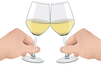 aperitif with glasses of white wines-