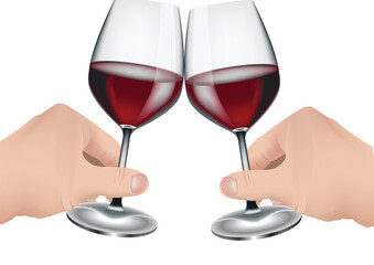aperitif with glasses of red wines-