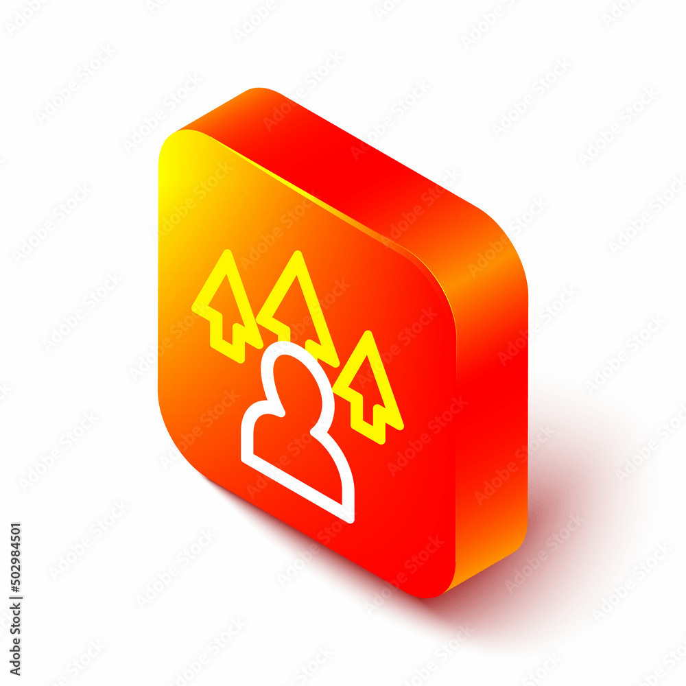 Wall mural isometric line web design and front end development icon isolated on white background. orange square