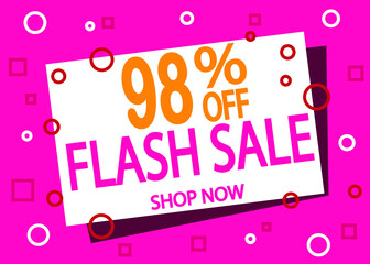 Flash sale 98% off. Creative banner design for price reduction and product sale