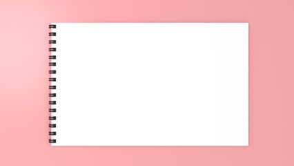 Mockup blank paper notebook or notepad on pink background.
