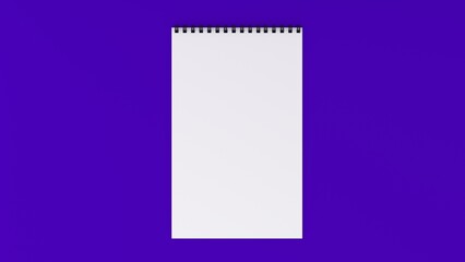 Mockup blank paper notebook or notepad on purple background.