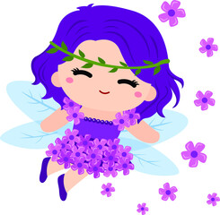 Blue Fairy wings wearing flower dress