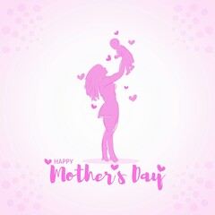 Obraz na płótnie Canvas Happy mother's day vector illustration. Suitable for Poster, Banners, campaign and greeting card. 