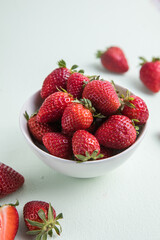 Summer dessert. Strawberries. Organic  Ripe juicy berries. Strawberries as pattern texture. Red sweet fresh strawberries