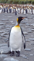 Fototapeta premium King penguin (Aptenodytes patagonicus) at Gold Harbor, South Georgia Island