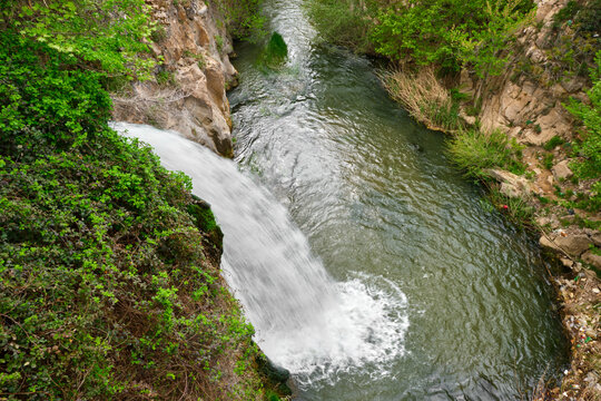 Waterfall taken from Cilandiras Bridge in Karahall Turkey, Long exposure and selective focus photo of waterfall, local name is Clandras Koprusu