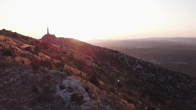 Sainte-Victoire mountain in France at sunset. Provence