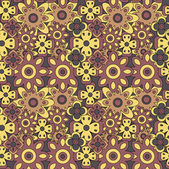 Abstract seamless groovy flower background.