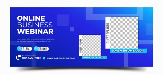 Business webinar horizontal banner design template