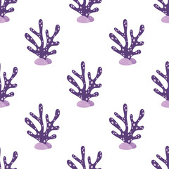 seamless pattern with cute coral in cartoon style