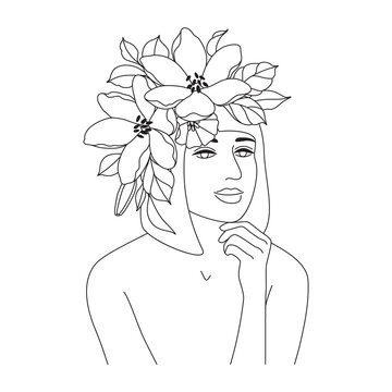 Beautiful Woman with Flowers on Head