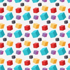 abstract colored cube seamless pattern