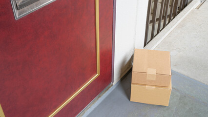 置き配イメージ｜玄関前に置かれた荷物