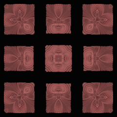 Unique repetition texture details 3D design ornament black background