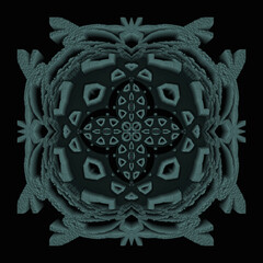 Unique repetition texture details 3D design ornament black background