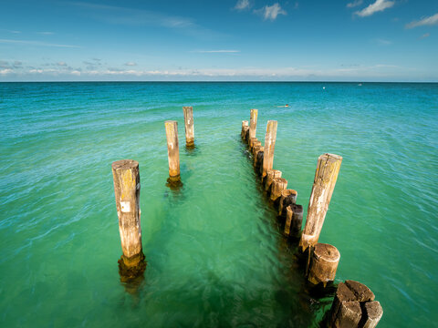 R&uuml;gen Ocean Pier long and straight to the end of the horizon
