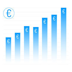 Euro rise up in global currency markets. Euro money chart vector stock illustration.