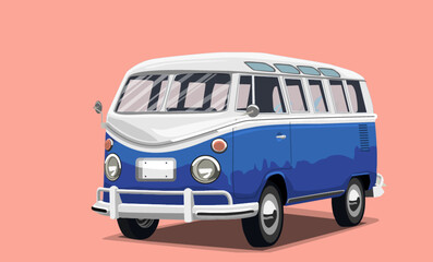 Blue Classic Van Illustrations