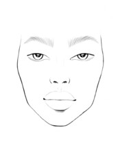 Face chart Makeup Artist Blank. Beautiful woman portrait. Face chart for make up artist . woman face. beauty illustration. fashion illustration. 