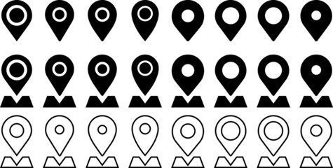 A set of location icons. modern map markers icon. Localization Icons. GPS location symbol collection. Location pin icon flat vector illustration design