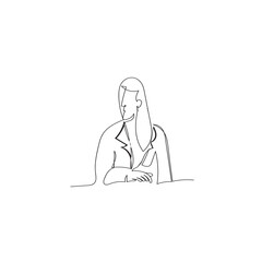 Continuous line drawing. Beautiful woman at work wearing a suit. Illustration icon vector