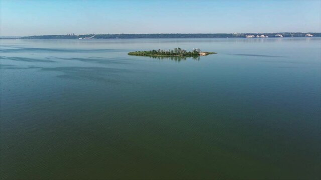 the island of seagulls on the Kiev reservoir