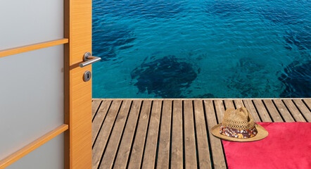 Obraz premium open door to the beach. holiday concept