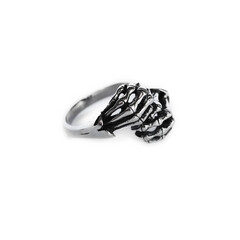 Naklejka premium Hard rock finger ring. Awesome metal rings. Heavy metal unisex accessories. Rock style rings.