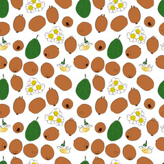 A set of seamless patterns with kiwi. Vector graphics, 1000x1000.