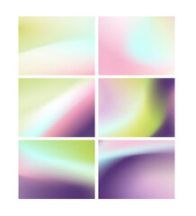 Collection of abstract blurred backgrounds of pink, green and purple hue
