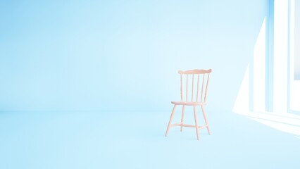 White empty room with plant. 3d illustration.