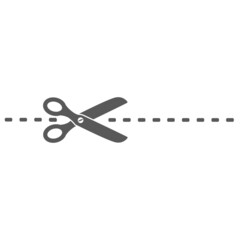 vector illustration of a scissor icon cutting the dotted line on the packaging.