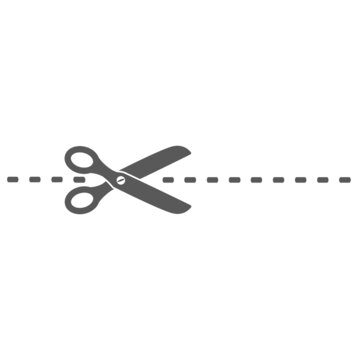 vector illustration of a scissor icon cutting the dotted line on the packaging.