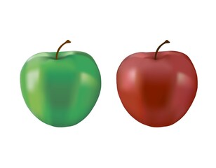 Two apples isolated: green and red