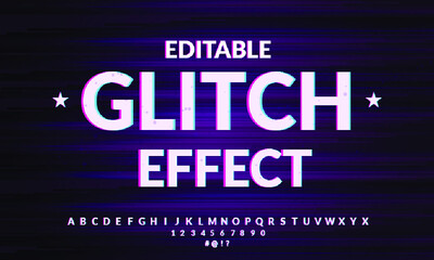 Glitch effect template with editable customizable text