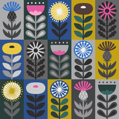 Scandinavian style floral rectangular vector pattern. Part two. - 503001903